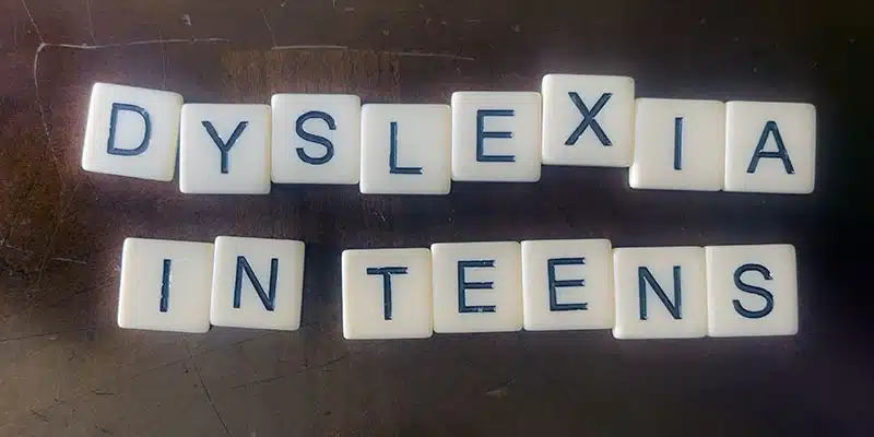 Letter tiles spelling out "Dyslexia in Teens" illustrating an article about what parents need to know about dyslexia in teens | ThreePeaks Ascent, a Residential Treatment Center for Teens