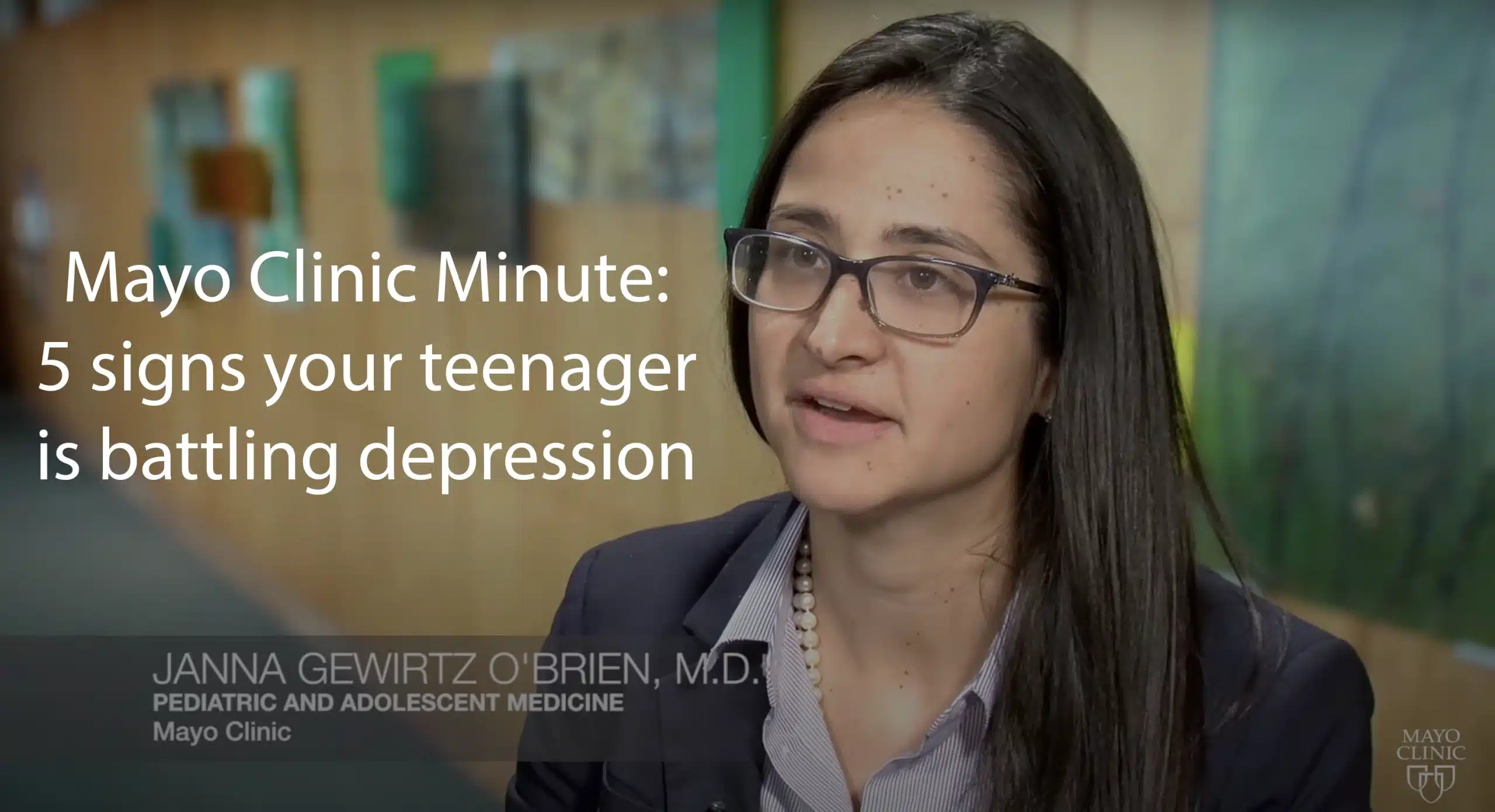 A screenshot from the YouTube video: Mayo Clinic Minute: 5 Signs Your Teenager is Battling Depression